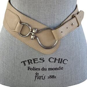 Bruges Wide Tan Equestrian Belt Silver Hardware M/L